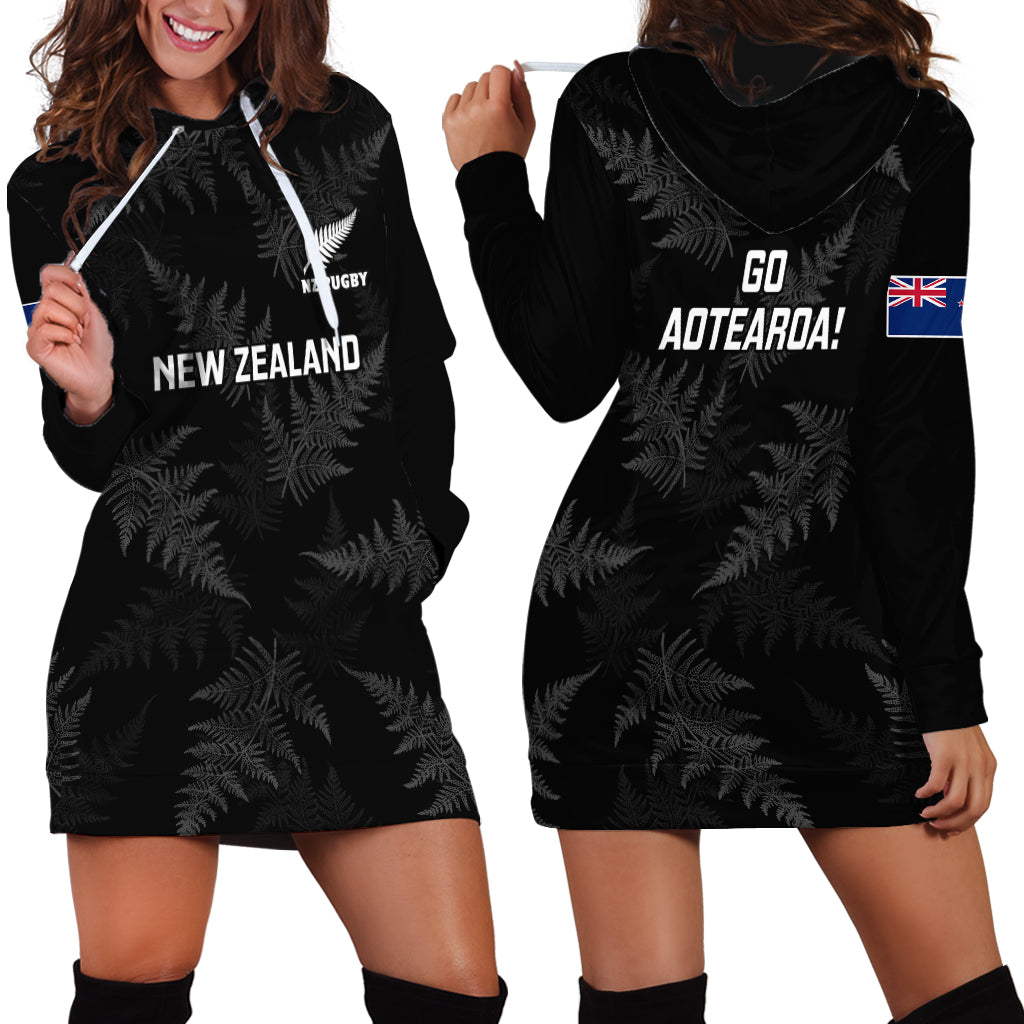 New Zealand Silver Fern Rugby Hoodie Dress 2023 Go Aotearoa World Cup LT14 Black - Polynesian Pride