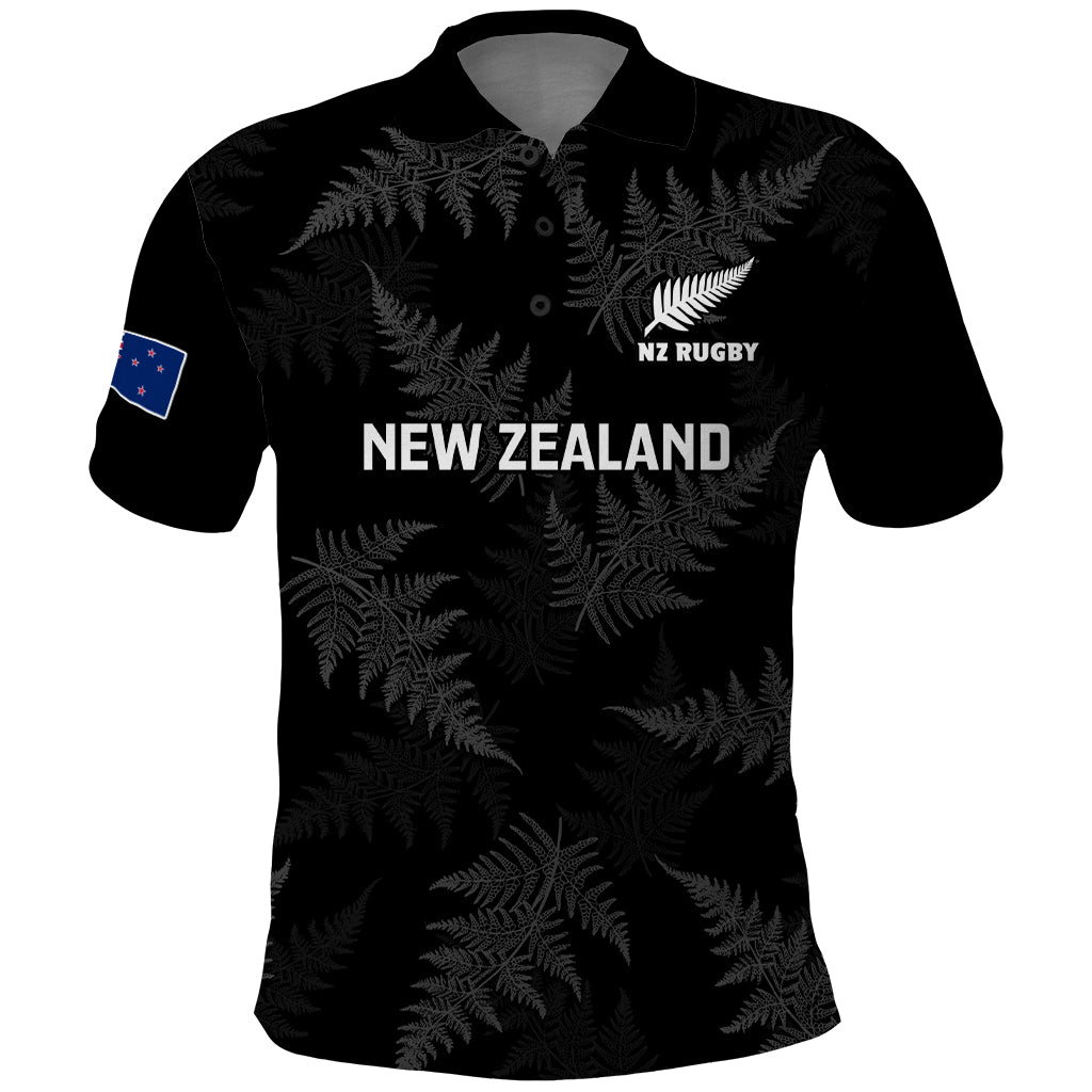 Custom New Zealand Silver Fern Rugby Polo Shirt 2023 Go Aotearoa World Cup LT14 Black - Polynesian Pride