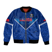 Samoa Rugby Bomber Jacket 2023 Go Manu Samoa LT14 Unisex Blue - Polynesian Pride