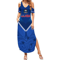 Samoa Rugby Family Matching Summer Maxi Dress and Hawaiian Shirt 2023 Go Manu Samoa LT14 Mom's Dress Blue - Polynesian Pride