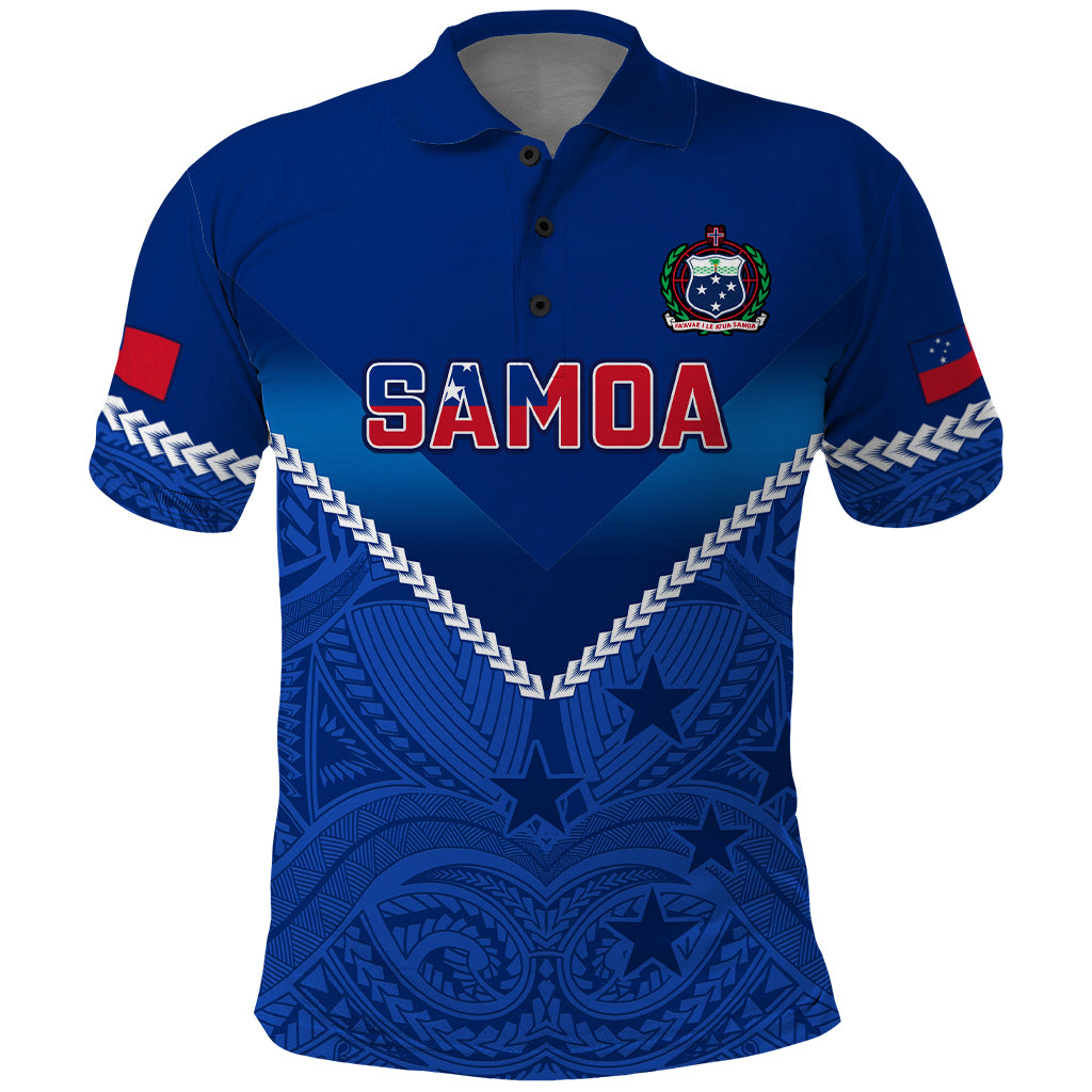 Samoa Rugby Polo Shirt 2023 Go Manu Samoa LT14 Blue - Polynesian Pride