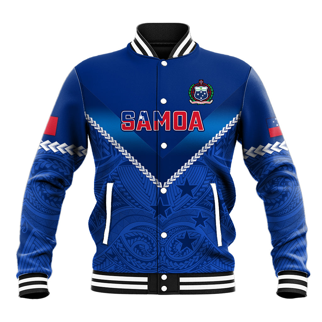 Custom Samoa Rugby Baseball Jacket 2023 Go Manu Samoa LT14 Unisex Blue - Polynesian Pride