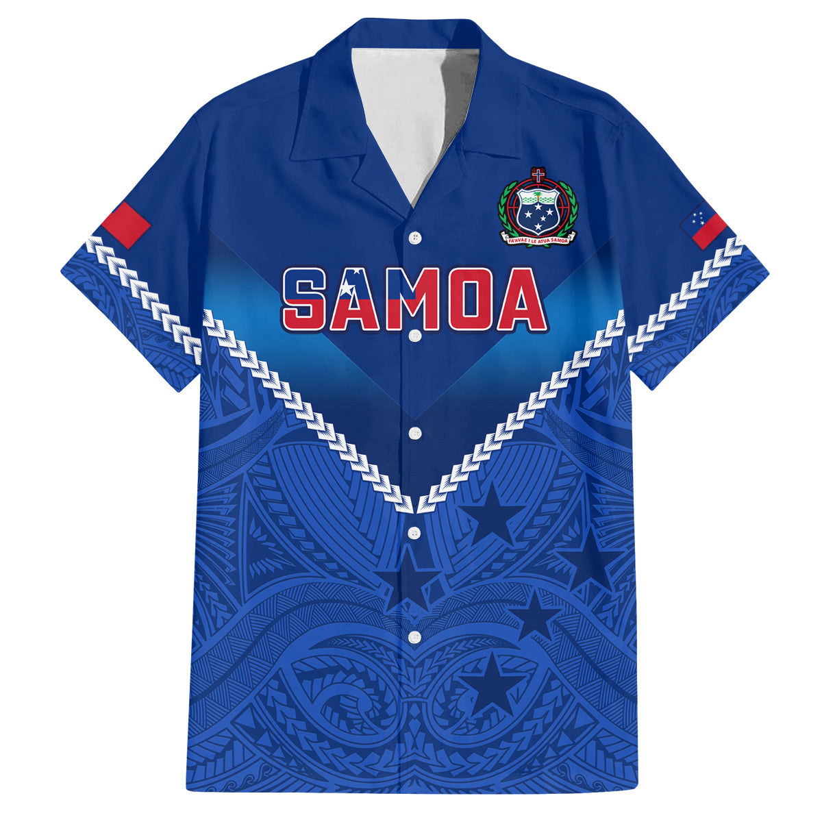 Custom Samoa Rugby Family Matching Long Sleeve Bodycon Dress and Hawaiian Shirt 2023 Go Manu Samoa LT14 Dad's Shirt - Short Sleeve Blue - Polynesian Pride