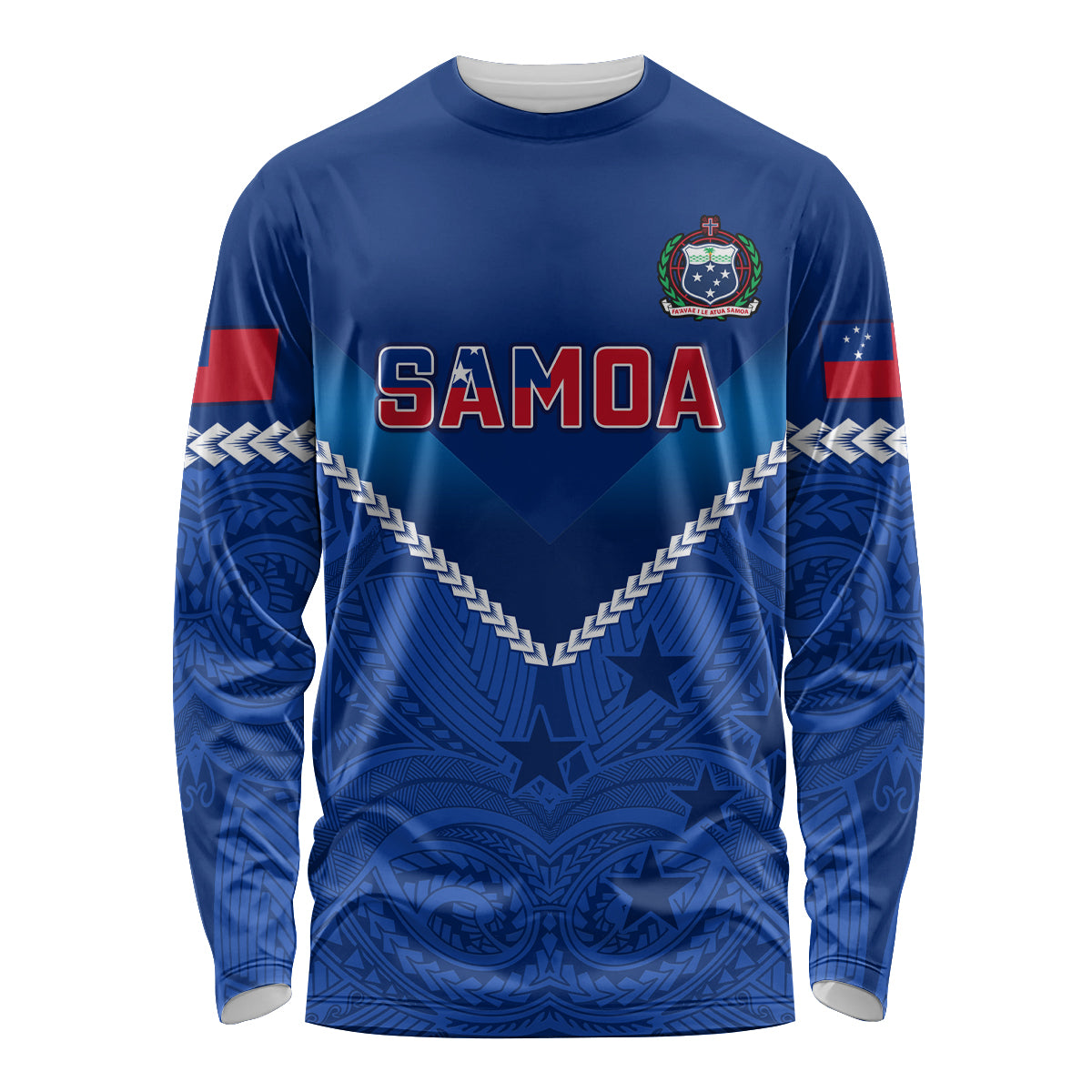 Custom Samoa Rugby Long Sleeve Shirt 2023 Go Manu Samoa LT14 Unisex Blue - Polynesian Pride