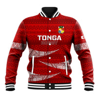 Tonga Rugby Baseball Jacket 2023 Ikale Tahi Tongan Ngatu Pattern LT14 Unisex Red - Polynesian Pride