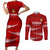 Tonga Rugby Couples Matching Short Sleeve Bodycon Dress and Long Sleeve Button Shirts 2023 Ikale Tahi Tongan Ngatu Pattern LT14 Red - Polynesian Pride