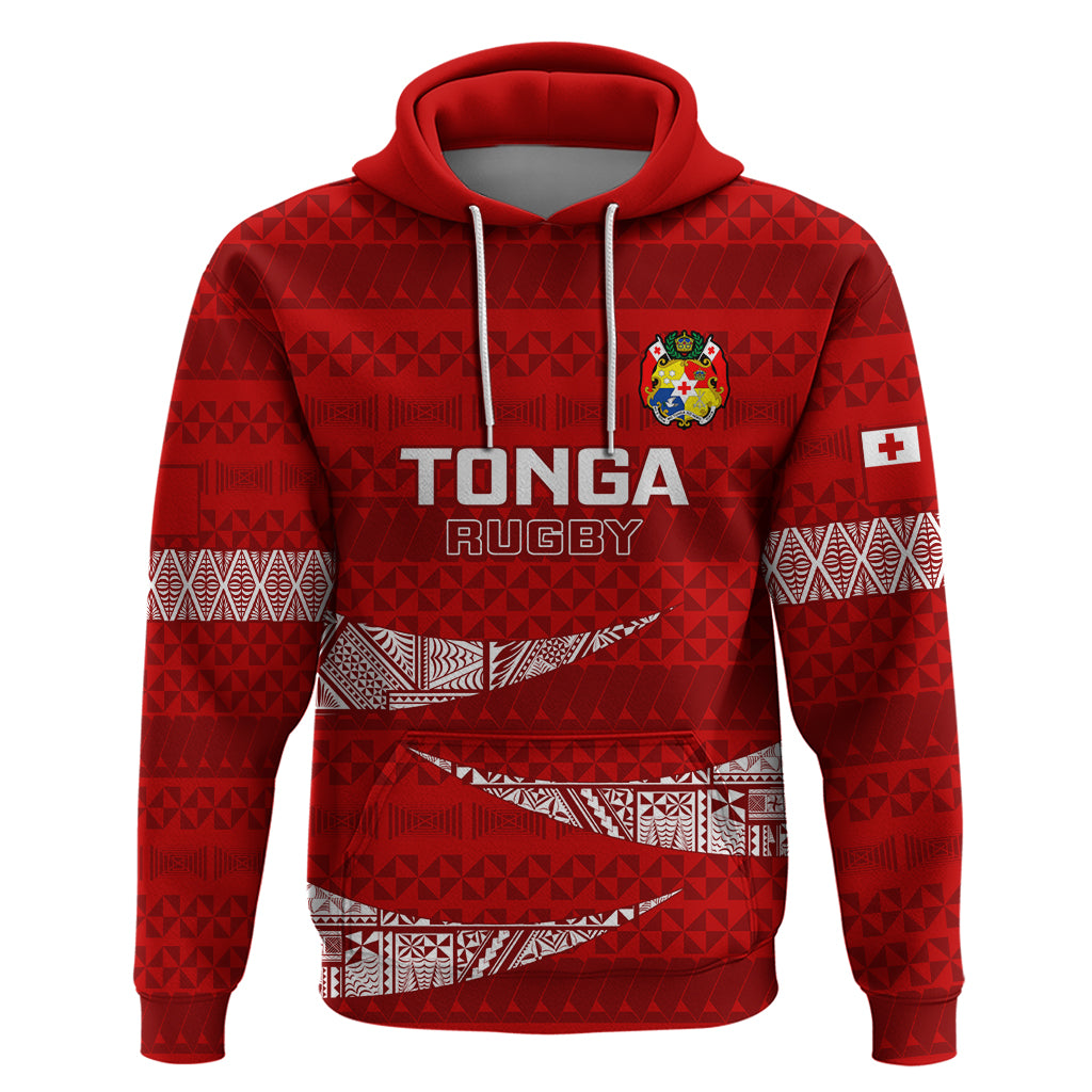 Tonga Rugby Hoodie 2023 Go Tongan Ngatu Pattern World Cup LT14 Red - Polynesian Pride