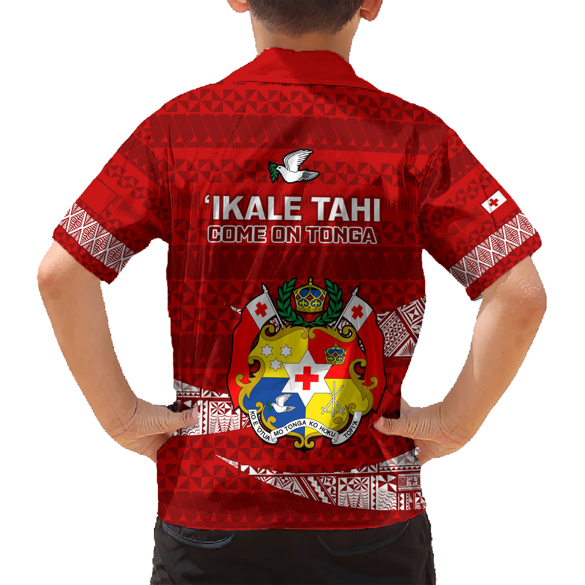 Tonga Rugby Kid Hawaiian Shirt 2023 Ikale Tahi Tongan Ngatu Pattern LT14 - Polynesian Pride