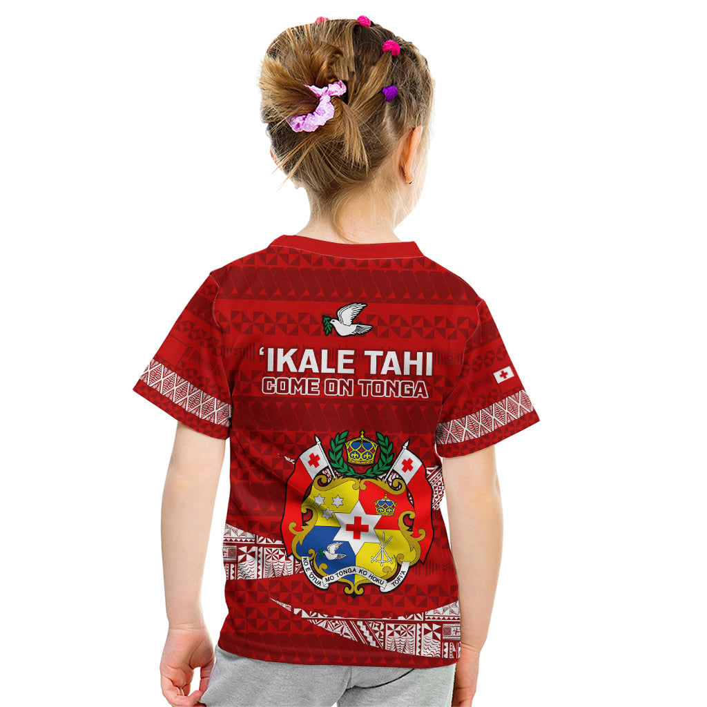 Tonga Rugby Kid T Shirt 2023 Ikale Tahi Tongan Ngatu Pattern LT14 - Polynesian Pride