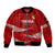 Tonga Rugby Sleeve Zip Bomber Jacket 2023 Ikale Tahi Tongan Ngatu Pattern LT14 Unisex Red - Polynesian Pride