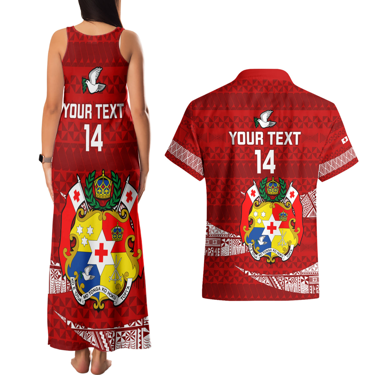 Custom Tonga Rugby Couples Matching Tank Maxi Dress and Hawaiian Shirt 2023 Ikale Tahi Tongan Ngatu Pattern LT14 - Polynesian Pride