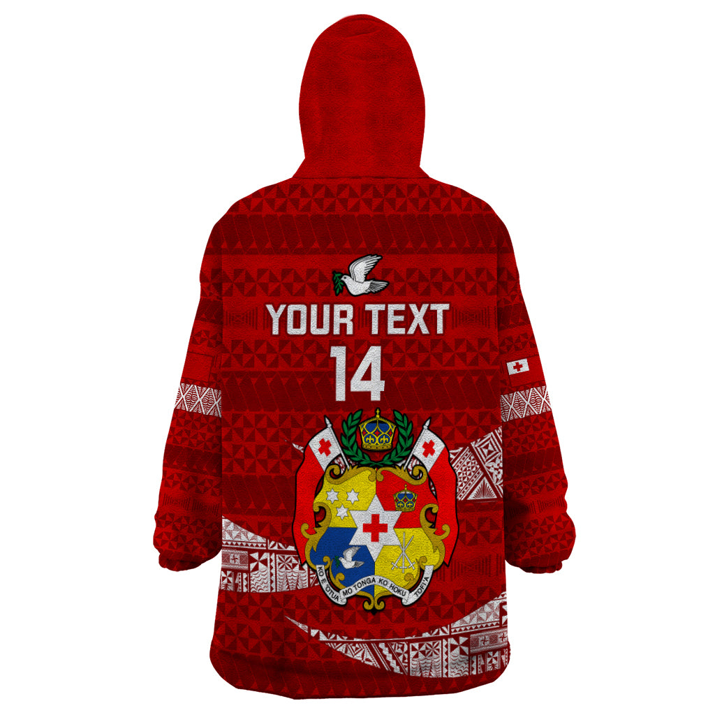Custom Tonga Rugby Wearable Blanket Hoodie 2023 Ikale Tahi Tongan Ngatu Pattern LT14 - Polynesian Pride