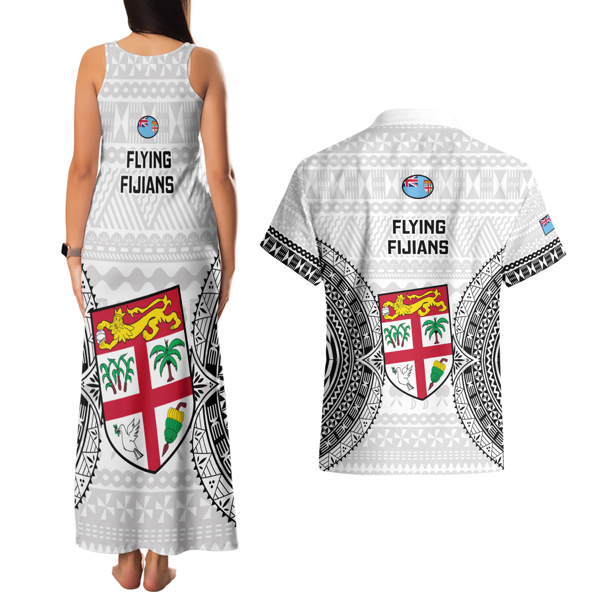 Fiji Rugby Couples Matching Tank Maxi Dress and Hawaiian Shirt 2023 Go Champions World Cup Fijian Tapa Pattern LT14 - Polynesian Pride