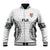 Custom Fiji Rugby Baseball Jacket 2023 Go Champions World Cup Fijian Tapa Pattern LT14 Unisex White - Polynesian Pride