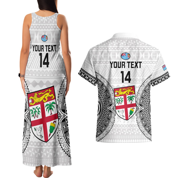 Custom Fiji Rugby Couples Matching Off Shoulder Maxi Dress and Hawaiian Shirt Go Fijian Tapa Arty with World Cup Vibe LT9 main image 1
