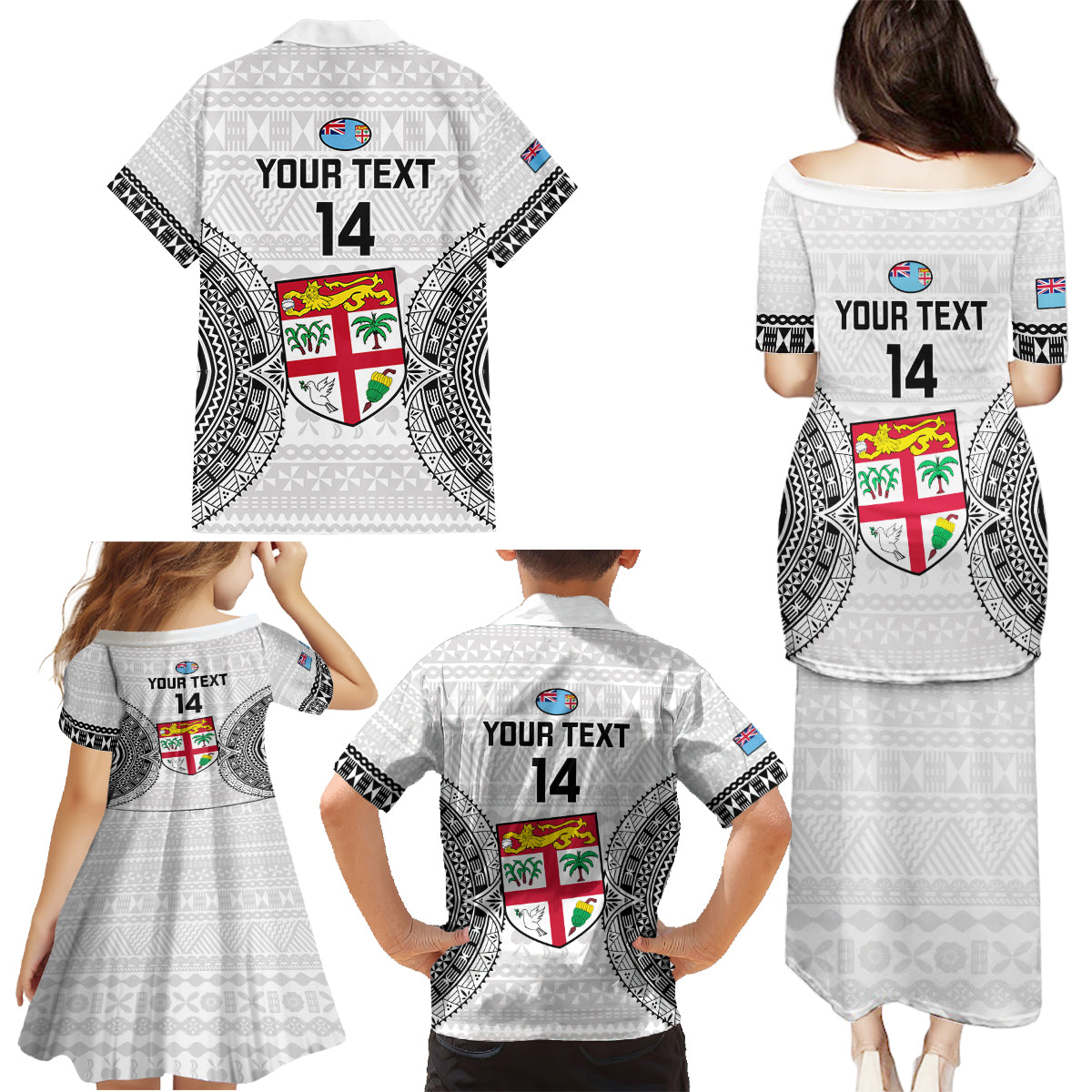 Custom Fiji Rugby Family Matching Puletasi Dress and Hawaiian Shirt 2023 Go Champions World Cup Fijian Tapa Pattern LT14 - Polynesian Pride