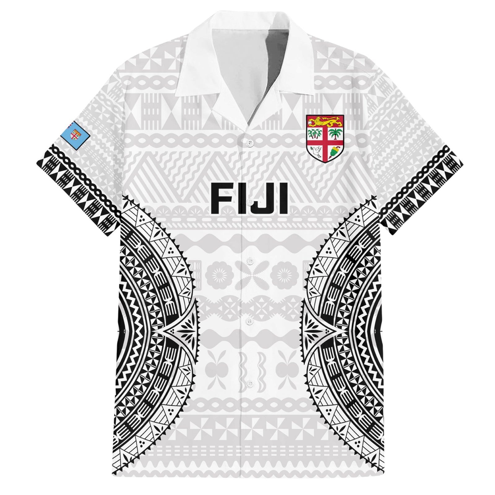 Custom Fiji Rugby Hawaiian Shirt 2023 Go Champions World Cup Fijian Tapa Pattern LT14 White - Polynesian Pride