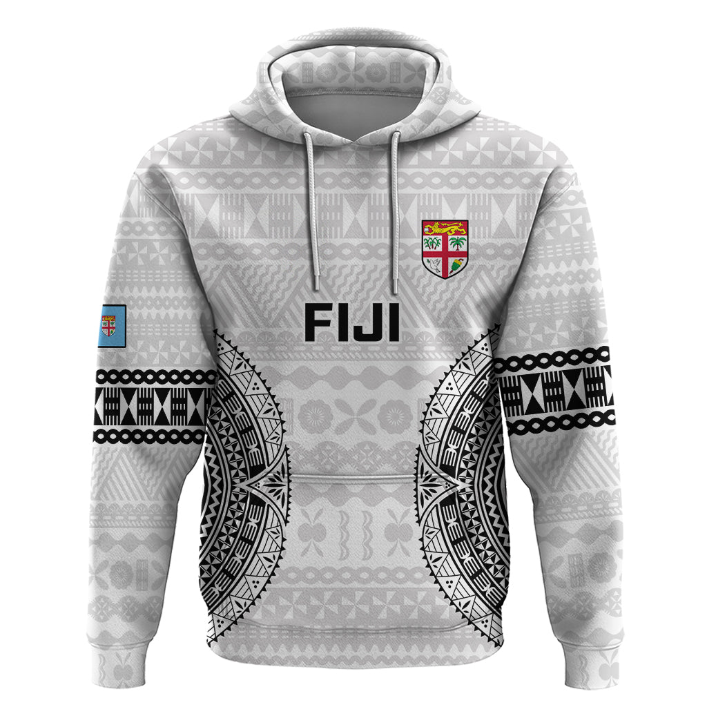 Fiji Rugby Hoodie 2023 Go Fijian Tapa Pattern World Cup LT14 Pullover Hoodie White - Polynesian Pride
