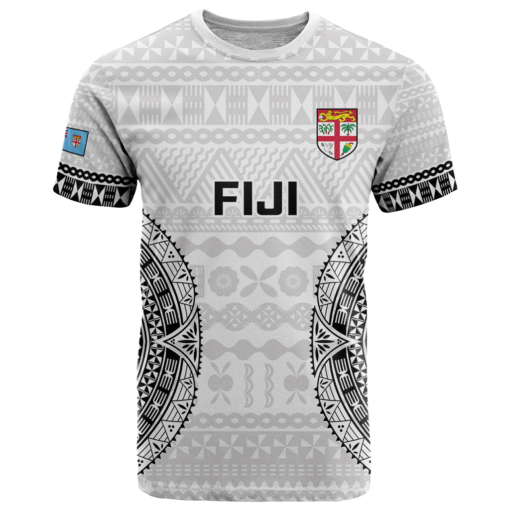 Custom Fiji Rugby T Shirt 2023 Go Champions World Cup Fijian Tapa Pattern LT14 White - Polynesian Pride