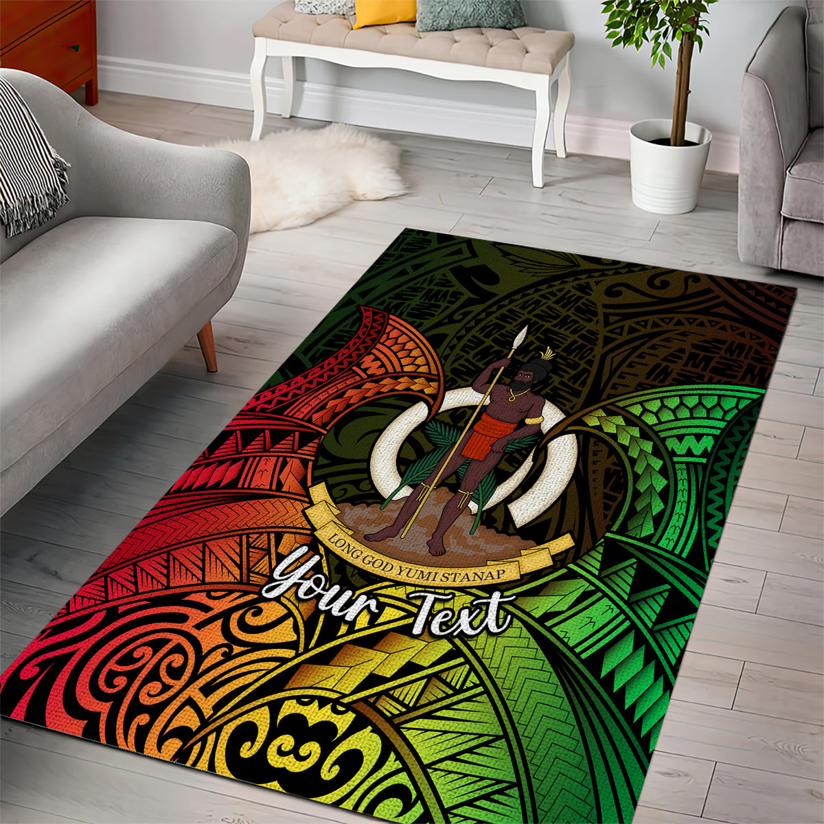 Personalised Vanuatu Family Day Area Rug Happy 26 December Vanuatuan Pig Tusk LT14 - Polynesian Pride