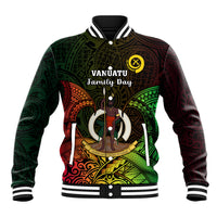 Personalised Vanuatu Family Day Baseball Jacket Happy 26 December Vanuatuan Pig Tusk LT14 Unisex Black - Polynesian Pride