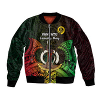 Personalised Vanuatu Family Day Bomber Jacket Happy 26 December Vanuatuan Pig Tusk LT14 Unisex Black - Polynesian Pride