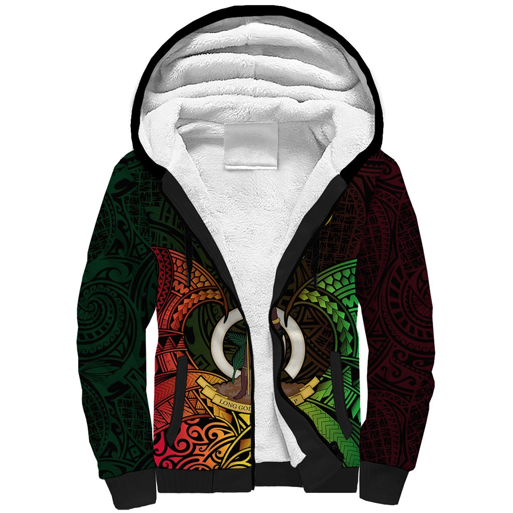 Personalised Vanuatu Family Day Sherpa Hoodie Happy 26 December Vanuatuan Pig Tusk LT14 Unisex Black - Polynesian Pride
