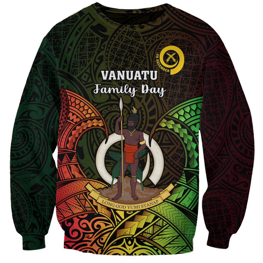 Personalised Vanuatu Family Day Sweatshirt Happy 26 December Vanuatuan Pig Tusk LT14 Unisex Black - Polynesian Pride