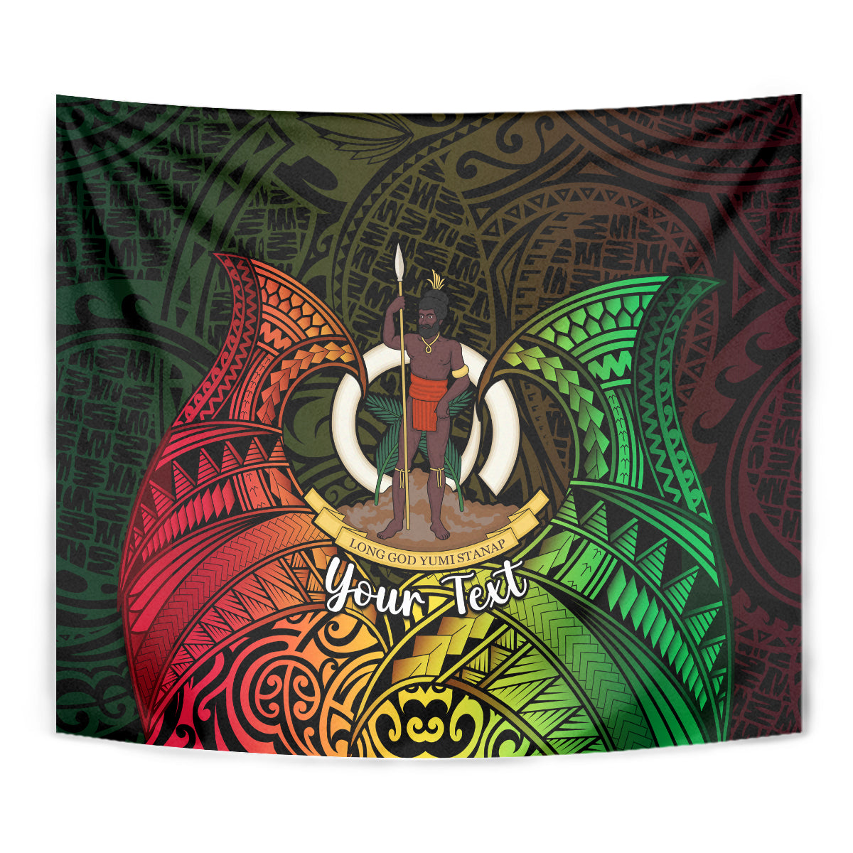 Personalised Vanuatu Family Day Tapestry Happy 26 December Vanuatuan Pig Tusk LT14 - Polynesian Pride