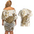 Brown And White Hawaii Chameleon Couples Matching Off Shoulder Short Dress and Hawaiian Shirt Plumeria Polynesian Tribal Art
