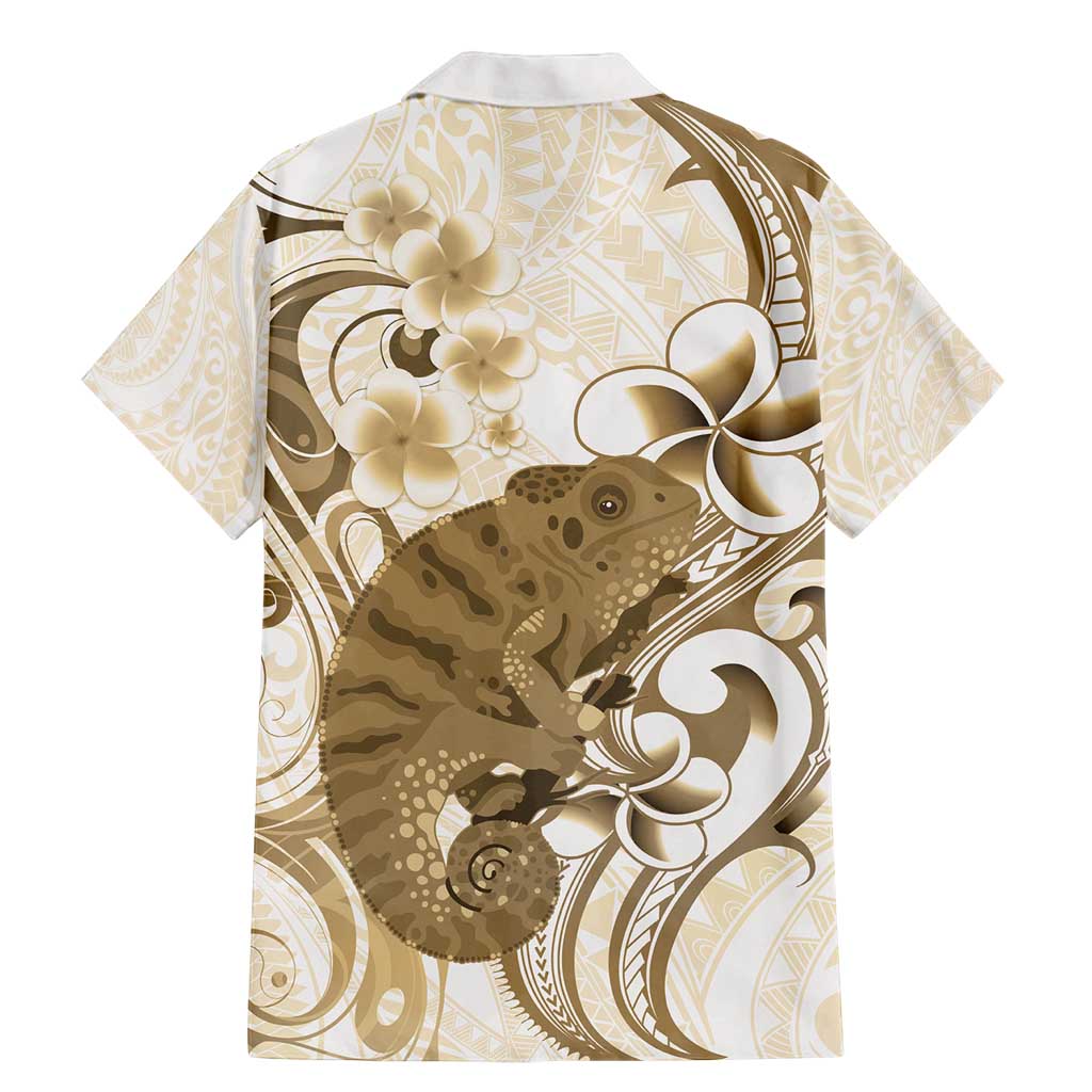 Brown And White Hawaii Chameleon Family Matching Mermaid Dress and Hawaiian Shirt Plumeria Polynesian Tribal Art
