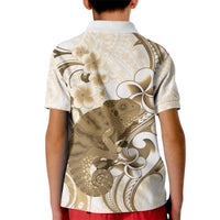 Brown And White Hawaii Chameleon Kid Polo Shirt Plumeria Polynesian Tribal Art