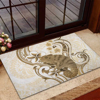 Brown And White Hawaii Chameleon Rubber Doormat Plumeria Polynesian Tribal Art LT14 - Polynesian Pride
