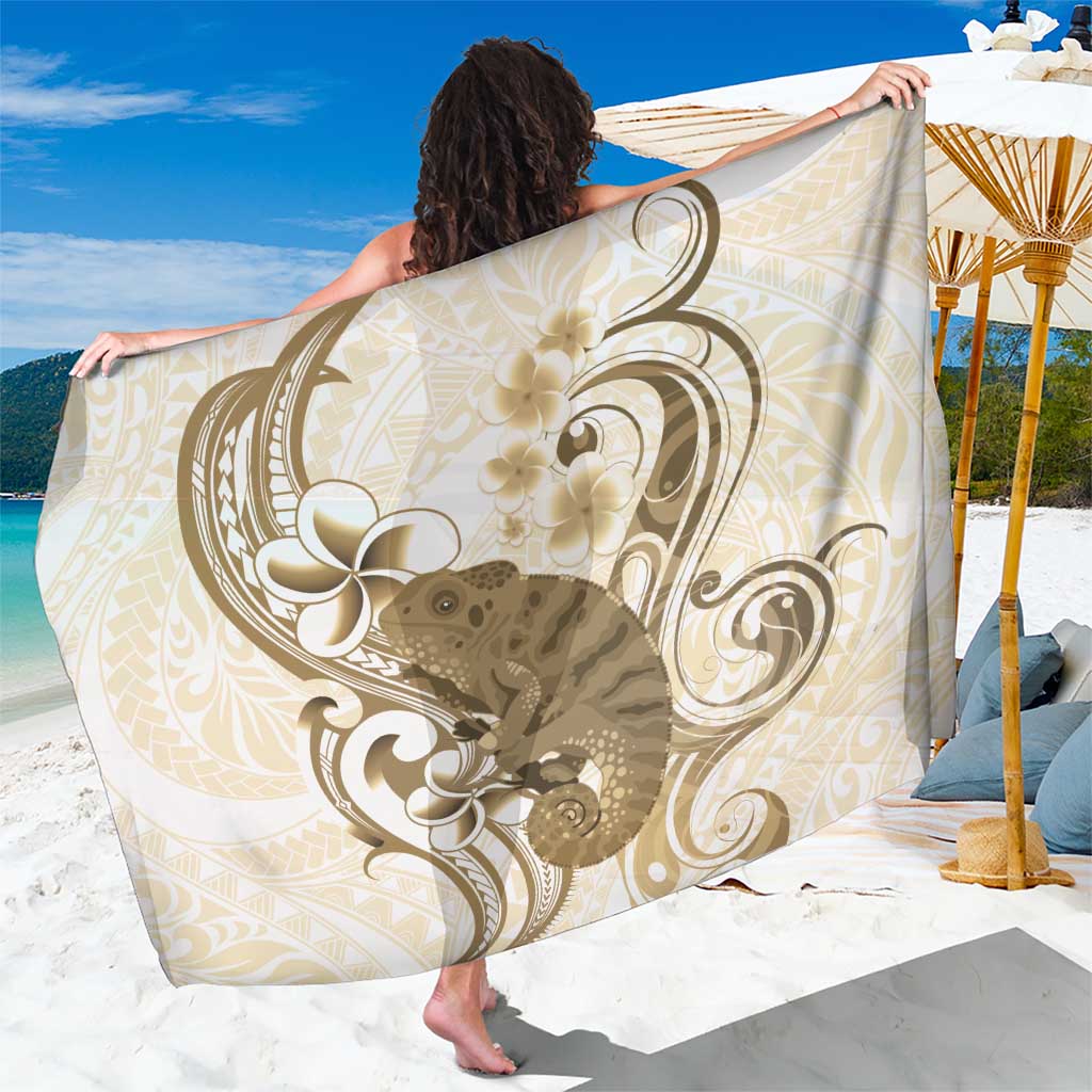 Brown And White Hawaii Chameleon Sarong Plumeria Polynesian Tribal Art LT14 One Size 44 x 66 inches Brown - Polynesian Pride