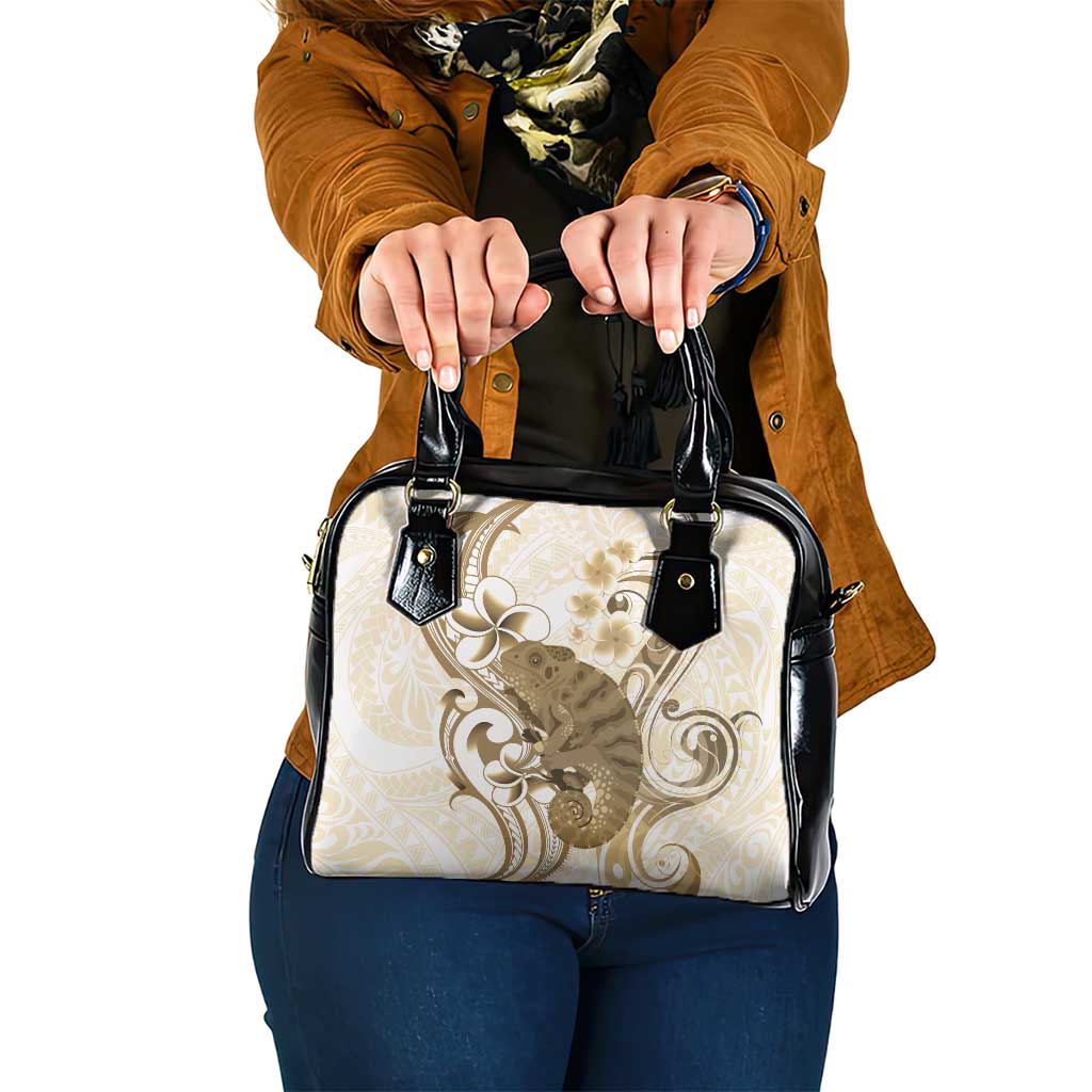 Brown And White Hawaii Chameleon Shoulder Handbag Plumeria Polynesian Tribal Art LT14 One Size Brown - Polynesian Pride