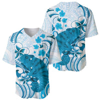 Cyan And White Hawaii Chameleon Baseball Jersey Plumeria Polynesian Tribal Art LT14 - Polynesian Pride