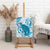 Cyan And White Hawaii Chameleon Canvas Wall Art Plumeria Polynesian Tribal Art