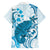 Cyan And White Hawaii Chameleon Family Matching Summer Maxi Dress and Hawaiian Shirt Plumeria Polynesian Tribal Art