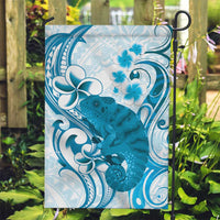 Cyan And White Hawaii Chameleon Garden Flag Plumeria Polynesian Tribal Art