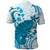 Cyan And White Hawaii Chameleon Polo Shirt Plumeria Polynesian Tribal Art