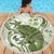 Green And White Hawaii Chameleon Beach Blanket Plumeria Polynesian Tribal Art