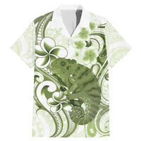 Green And White Hawaii Chameleon Family Matching Mermaid Dress and Hawaiian Shirt Plumeria Polynesian Tribal Art