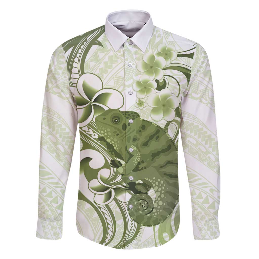 Green And White Hawaii Chameleon Family Matching Mermaid Dress and Hawaiian Shirt Plumeria Polynesian Tribal Art