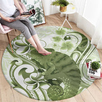 Green And White Hawaii Chameleon Round Carpet Plumeria Polynesian Tribal Art LT14 - Polynesian Pride