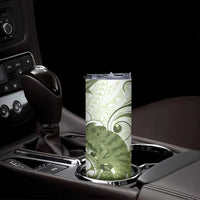 Green And White Hawaii Chameleon Skinny Tumbler Plumeria Polynesian Tribal Art