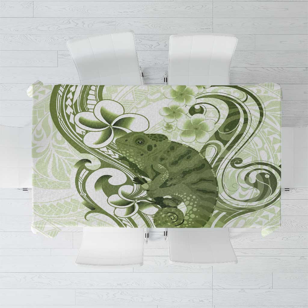 Green And White Hawaii Chameleon Tablecloth Plumeria Polynesian Tribal Art LT14 Lime Green - Polynesian Pride
