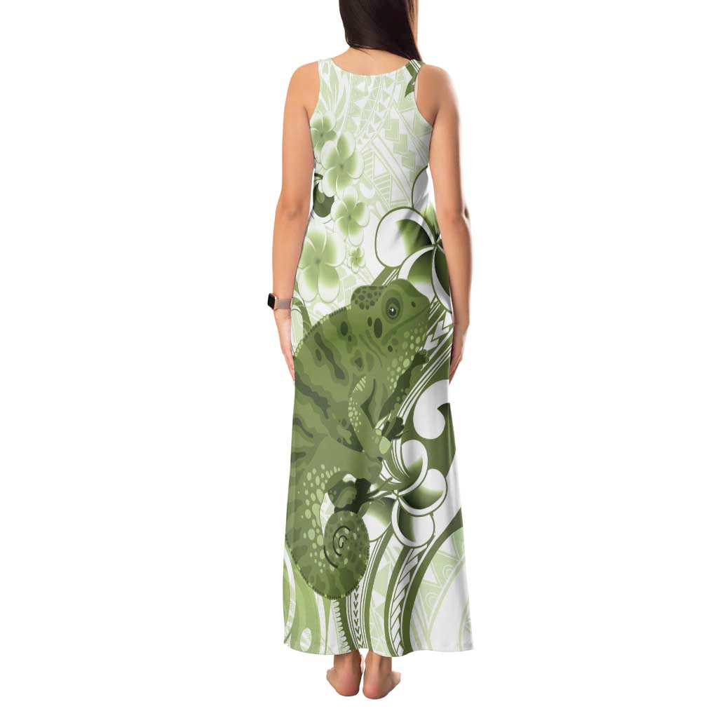 Green And White Hawaii Chameleon Tank Maxi Dress Plumeria Polynesian Tribal Art LT14 - Polynesian Pride