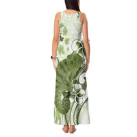 Green And White Hawaii Chameleon Tank Maxi Dress Plumeria Polynesian Tribal Art LT14 - Polynesian Pride