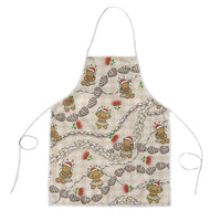 Beige Palaka Hawaii Mele Kalikimaka Apron Ohia Lehua Shell Leis Funny Gingerbread Santa - Polynesian Pride