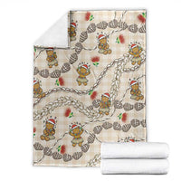 Beige Palaka Hawaii Mele Kalikimaka Blanket Ohia Lehua Shell Leis Funny Gingerbread Santa - Polynesian Pride